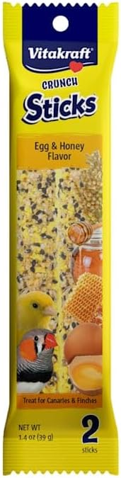 Vitakraft Crunch Sticks for Canaries and Finches - Egg and Honey - Pet Bird Treat Toy