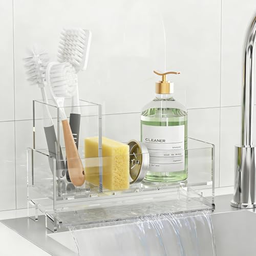 Acrylic Sink Caddy with Auto Drain