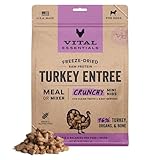 Vital Essentials Freeze Dried Dog Food, Raw Turkey Crunchy Mini Nibs | Complete Meal or Topper | 96% Turkey, Organs & Bone | Limited Ingredient, High Protein, Grain Free Dry Dog Food | 14 oz Bag