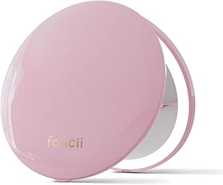 Mini Taylor Espejo de aumento compacto con luz LED, 10x/1x, recargable, 3 ajustes de luz, regulable, pequeño espejo de mano de viaje iluminado para bolsillo, bolso, bolso, 2 caras (rosa pétalo)