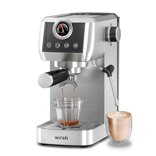 wirsh Espresso Machine, 15 Bar Espresso Maker with Commercial Steamer for Latte and Cappuccino, Expresso Coffee Machine with 42 oz Removable Water Tank, Full Stainless Steel