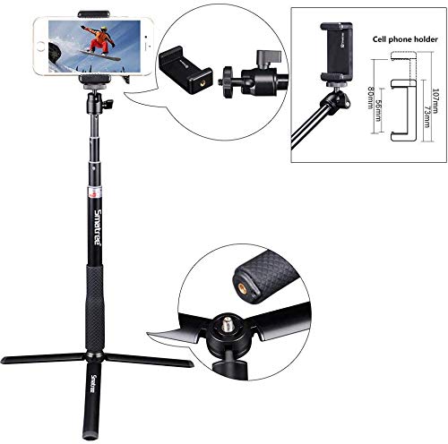 Smatree Telescoping Selfie Stick With Tripod Stand Compatible For Gopro Hero 11/10/9/8/7/6/5/4/3+/3/Session/Gopro Hero (2018),Insta360,Dji Osmo Action,Ricoh Theta S/V,Compact Cameras And Cell Phones #TOP3
