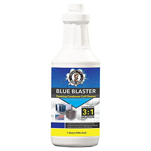 Blue Blaster AC Coil Cleaner Foam - Quart | Extreme Duty Formula for Outdoor AC Condenser Units | 3 to 1 Concentrate Makes 1 Gallon | HVAC Coil Cleaner Lifts Dirt and Grime from the Inside Out