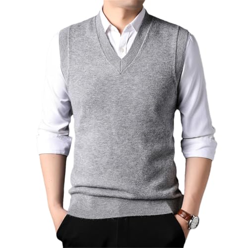Dcvmvmn Men Wool Knit Jumpers Tops Basic Sleeveless Pullover Casual For Autumn Winter V Neck Vest