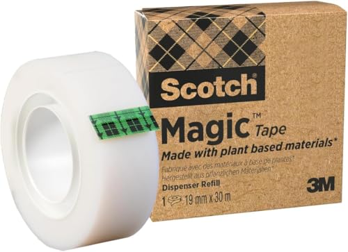 Cinta invisible Scotch Magic: Una opción más respetuosa con el medio ambiente, 1 rollo de 19 mm נ30 m