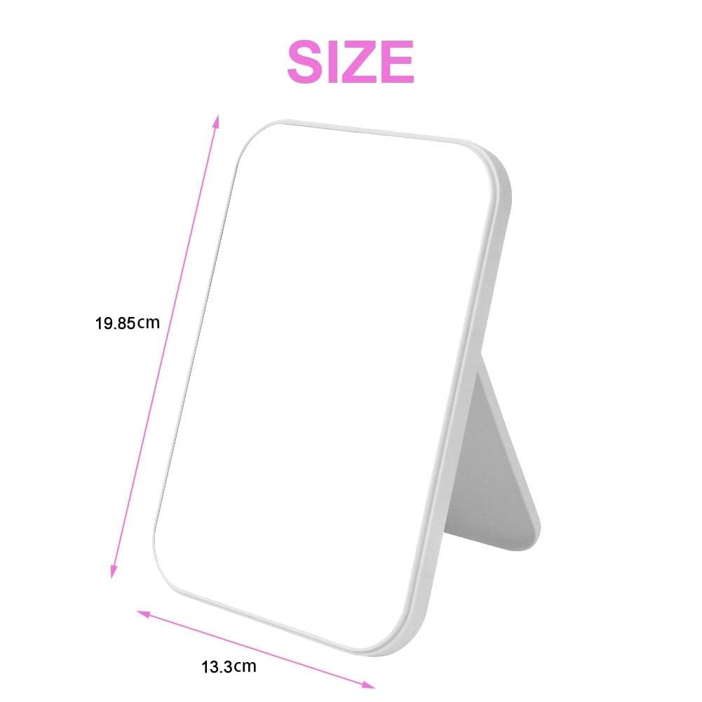 Miroir Super HD 20x13.4 cm Pliable Portable Maquillage Support Blanc
