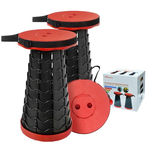 AttoShow 2PCS Upgraded Collapsible Stool Thickened Set, Portable Stool Folding Stools, Foldable Chair for Camping Fishing Hiking BBQ and Outdoor Activities - Max 400lbs?Red?
