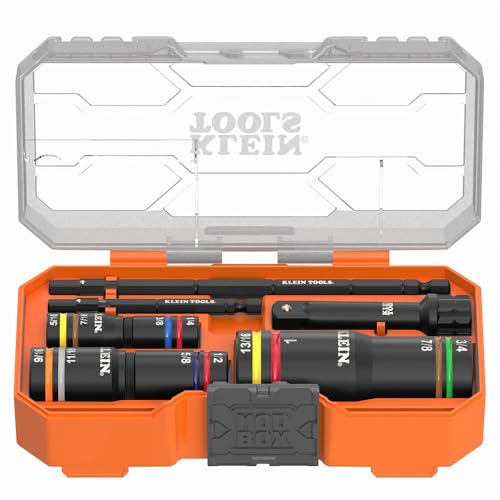 Klein Tools 653QS KNECT Quad Socket, 12 Sizes in 3 Sockets, 4-in-1 Color Coded SAE Impact Rated, Heavy-Duty, 1/4- and 3/8-Inch Drive, 3-1/2- and 6-1/2-Inch Shaft by KLEIN TOOLS - Used condition - US$49.11