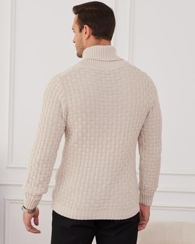 Zaitun Men's Turtleneck Sweater Shawl Collar Pullover Sweaters Regular Fit Knitted Tops3