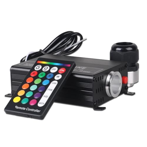 STRAFBRG Motor de luz fibra óptica LED RGB 16 W, generador luces centelleantes, controlador con control remoto 24 teclas,Instalación sin fisuras
