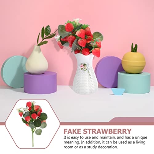 Dechous 4 Pcs Strawberry Vines Fake Fruit Plant Strawberry Vase Decor Artificial Fruit Strawberry Party Favors Artificial Fruits For Decoration Lifelike Strawberry #TOP5