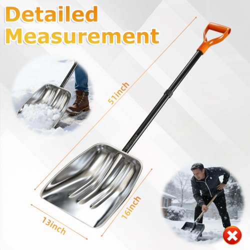 Metal Snow Shovel, Snow Shovel for Driveway, D-Handle, Wide & Durable - Image 4