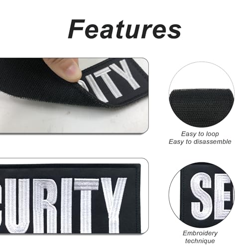 uuKen Security Patch Black Embroiedered 4x11 inches with Hook Fastener Back for Vests Backpacks Plate Carriers (Black and White, XL 11"x4")
