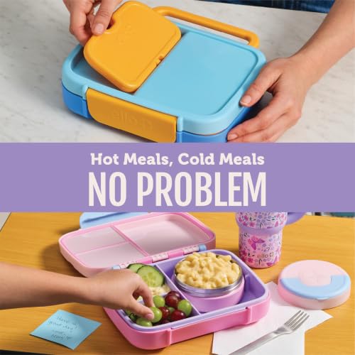 Ello Benni™ Kids Bento Box with Insulated Food Jar and Ice Pack, Leakproof Lunch Container, 3 Compartments, Charm Compatible, Hot and Cold Food Storage for School Lunch and Field Trips | Grape Fizz by Ello - Used condition - Image 4