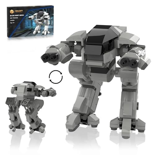 BUILDIFY ED209 Robot Mecha Building Blocks, ED-209 Enforcement Robot Combat Mech Armor Building Toy, 269 Pieces Mobile Suit Cool Mechanical Action Figure Model,Birthday Gift for Kids Boys Girls Adults