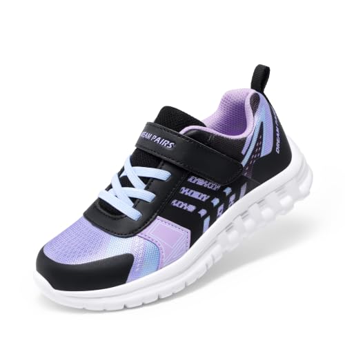 DREAM PAIRS Kids Sneakers Running | Lightweight, Breathable knit upper, Hook-and-loop, Cushioned foam insole, Boys Girls athletic tennis shoes