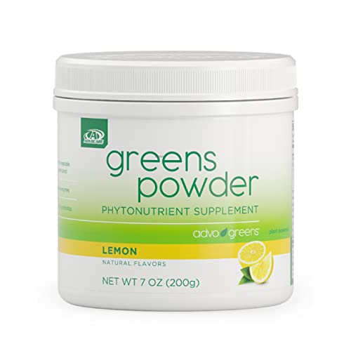 AdvoCare Greens Powder Phytonutrient Supplement - Veggie Powder with Vitamin C, E & A - Fiber Supplement & Vegetable Replacement - Multivitamin for Digestion & Antioxidants - Lemon Flavor - 7 oz