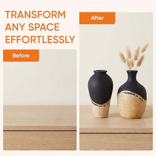 Image of Aakriti Art Creations Midnight's Secret Small Vase Set of 2 | Terracotta Modern Art Flower Vases | Matte Finish Decorative Vases for Living Room, Table Decor & Gifting