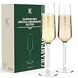 Champagne Flutes Glass Set of 2,KOIOS Hand Blown Champagne Glasses Toasting Crystal Flutes Goblet,Champagne Glasses Wedding Thanksgiving Party Cocktail Cups