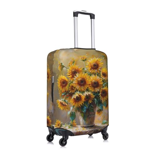 Housse de protection pour valise M 45-81 cm motif tournesol blanc