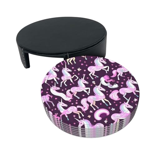 Dessous de verre licornes roses en polyuréthane premium, set de table durable