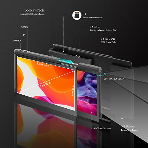 P2 Pro Triple Portable Monitor For Laptop Screen Extender Dual Monitor 13.3'' Fhd 1080P Ips Display Type-C/Pd/Tf Support M1/M2 Macbook, For 13.3''-16.5'' Notebook Computer Mac Windows Phone #TOP5