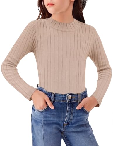 Image of Arshiner Girls Half Turtleneck Long Sleeve Knit Slim Sweater Pullover Tops