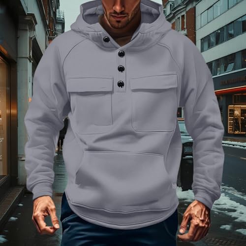 Mens Quarter Button Pullover Tactical Hoodies Vintage Long Sleeve Casual Fashion Hoodie Fall Winter Sweaters2