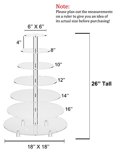 Jusalpha® Large 7 Tier Acrylic Round Wedding Cake Stand Dessert Stand Pastry Serving Platter-Food Display Stand For Large Event (Large With Rod Feet Base) (7Rf) #TOP3