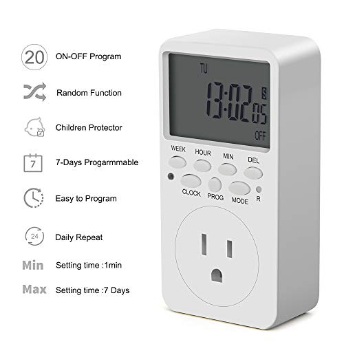 Outlet Timer, 7 Day Wall Plug in Light Timer Outlet, CANAGROW Indoor