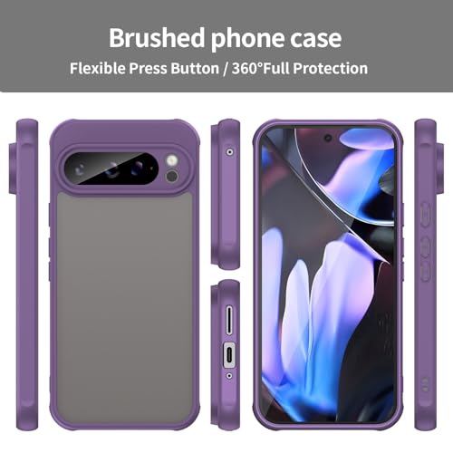 Coque Google Pixel 9 Pro XL fine antichoc bumper TPU dos rigide violet mat