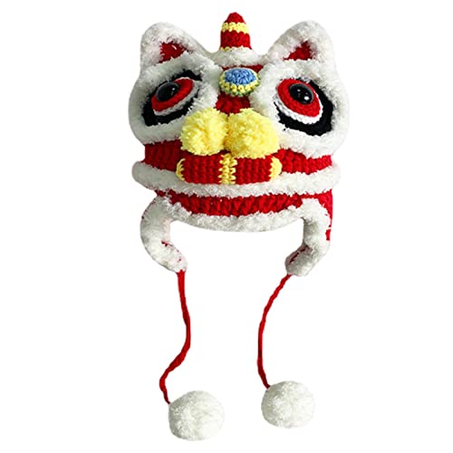 chapéu da mascote do ano do coelho 2023,Chapéu vermelho da dança do leão dos desenhos animados do es