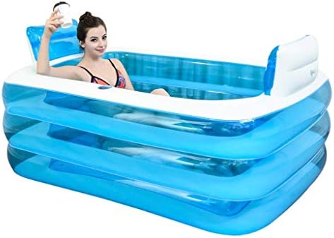 Inflatable bathtub Spa Bathtub Hickened Adult Tub Beach Bath Barrel Double Bathtub Collapsible Tub PVC Children's Inflatable Pool + Foot Pump zaqiming