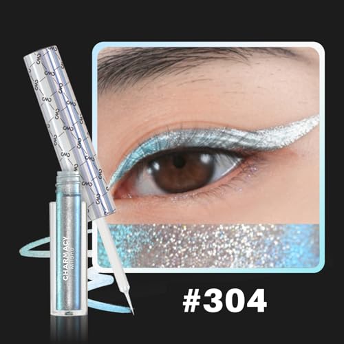 Image of CHARMACY Chameleon Liquid Eyeliner, Liquid Glitter Eyeliner, Highly Pigmented, Metallic MultiColor Shifting waterproof Eyeliner, Ultra-Fine Tip, Longwearing, Smudge-proof (#304)