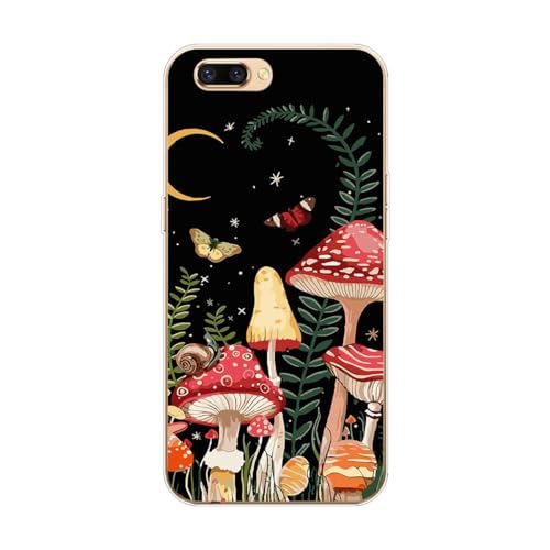 KARTXITAI Case Compatible with R11,Shockproof Slim Thin Silicone Protective Anti-Fingerprint Anti-Scratch Anti-Fall Phone Cover - Mushroom, Butterfly, Moon