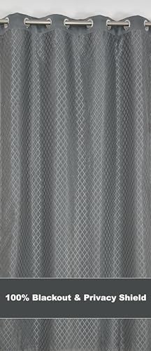 Image of IVAZA Faux Silk Hybrid Designer 100% Blackout Curtain 2-in-1 |Dual-Layer Design with Decorative Mesh Overlay & Tie Ribbon|100% Light Blocking,Thermal Insulated, Window- 5 Feet (Pack of 2) Grey