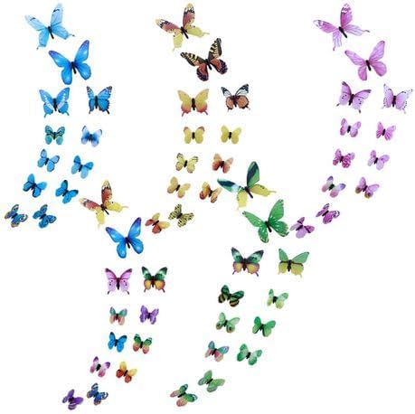 Craft Stationery Multicolour Decorative 3D Butterfly Stickers - Set of 60