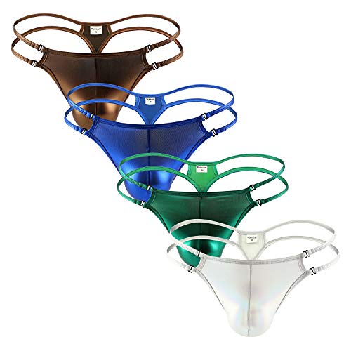 Swbreety Men's Fashion Metallic Thong G-String Bikinis Underwear Briefs