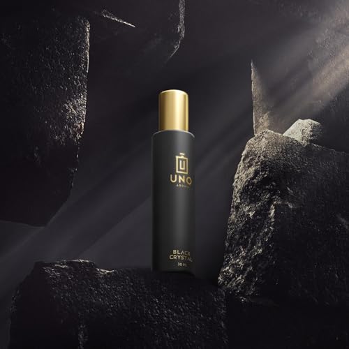 Image of Uno Aroma Black Crystal Car Perfume - Alcohol-Free, Long-Lasting Car Fragrance, Removes Odours, Toxin-Free & Easy to Use Hanging Card, No-Gas Car Perfume with 200+ Sprays, Lasts up to 90 days (30ml)