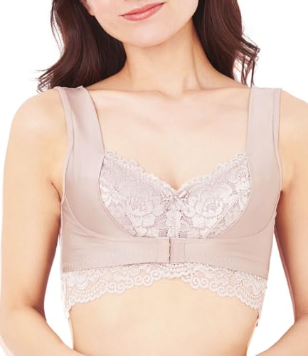 [チャーメイクボディ] anan掲載モデル ナイトブラ ノンワイヤー 脇高 前ホック 24時間使える 【バストサロン監修】 (M, くすみピンク)