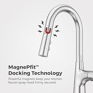 Pfister Tasso Kitchen Faucet with Pull Down Sprayer and Soap Dispenser Single Handle High Arc Polished Chrome Finish F5297TSOC