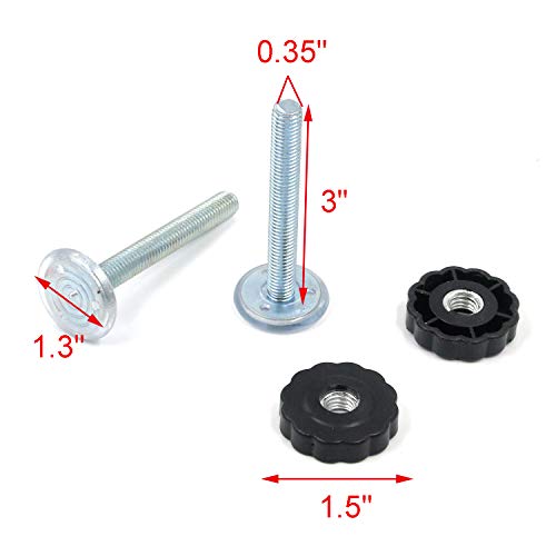 Geesatis 4 pcs Gate Pressure Mounted and Pet Gates Threaded Spindle Rod Pressure Gates Accessory Screw, Black, M10 x 8cm
