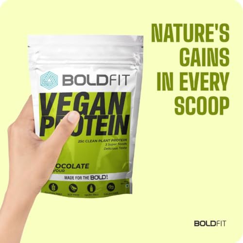 Image of Boldfit Plant Protein Powder - Plant Based Protein Powder with Multivitamin, Minerals, Superfoods, Pea Protein, Digestive Enzymes | Plant Protein Powder -Chocolate Flavour - 500g