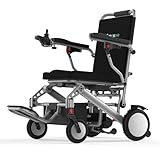 Supmxove All Terrain Lightweight Foldable Electric Wheelchair for Adults, 2 Quiet Brushless Motors, High-Capacity Lithium-Ion Battery, Aviation Certified (Silver) - Ideal for Indoor & Outdoor Mobility