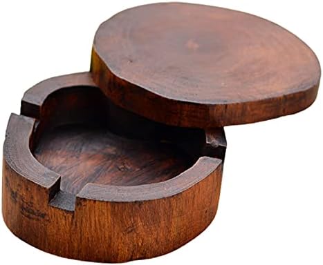 Ashtray for The Home Ashtray Retro Natural Wood Carving Ashtray with Cover Detachable Simple Desktop Decoration Ash Holder Ashtrays (Color : 5)