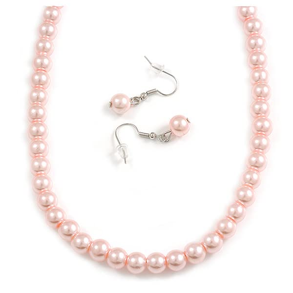 Juego de collar y pendientes rosa de cristal para invitada de boda y eventos 2