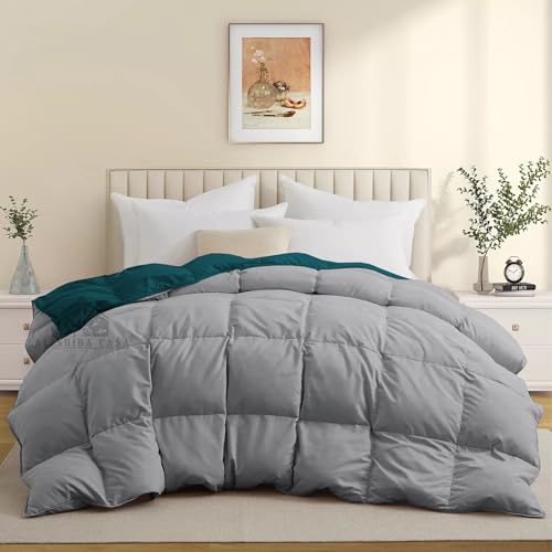 Image of Super Comfort Reversible 500 GSM Comforter King Size (90 inchX106 inch) - Heavy Winter Comforter 500 GSM Microfiber Fill - Duvet /Blanket King Size - Teal /Silver Grey Color