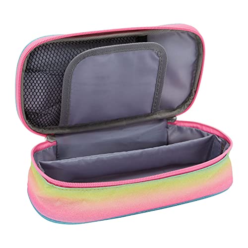 Image of Bright Creations Rainbow Glitter Pencil Case for Girls, Marker & Art Supply - Large Compressible Pouch for School and Office - 9 x 4.6 In Rainbow Pencil Box - Pen Case