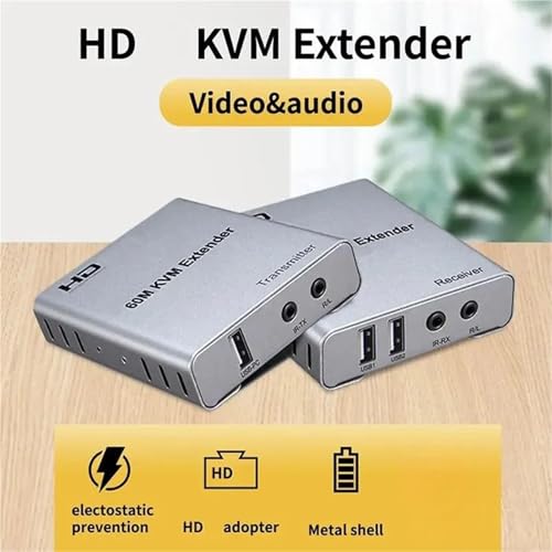 Extensor KVM HDMI de 60 m con receptor emisor sobre cable Ethernet CAT6 para control de ratón 3