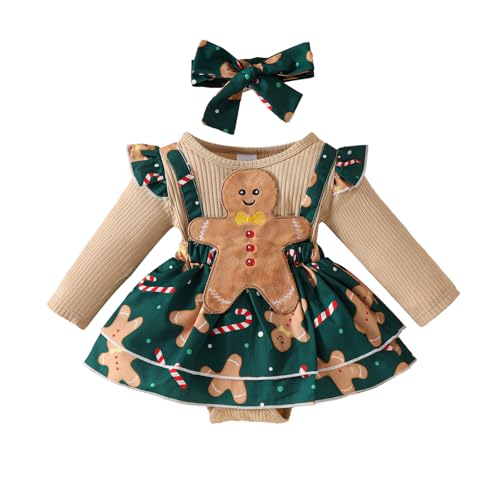 Image of mlpeerw My First Christmas Baby Girl Outfit Newborn Christmas Romper Dress Cute Santa Dress Infant Fall Winter Xmas Clothes